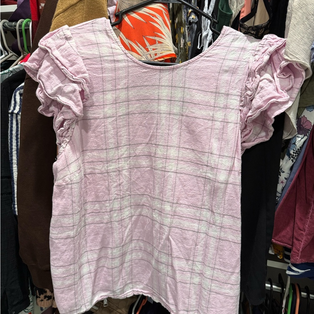 A New Day Light Pink Checkered Blouse